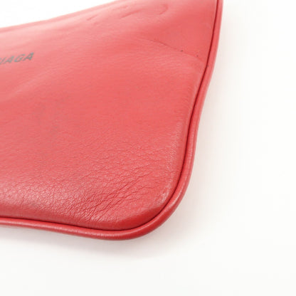 Balenciaga Everyday Logo Printed Leather, Red, Leather, Clutch