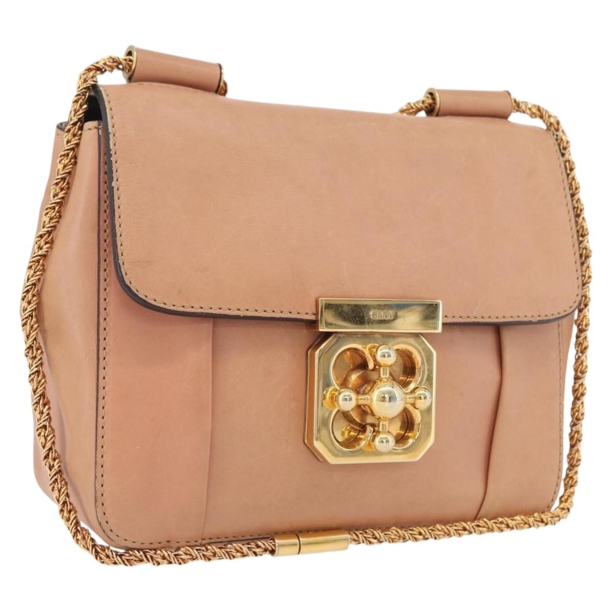Chloe Elsie Chain Leather, Pink, Leather, Shoulder Bag