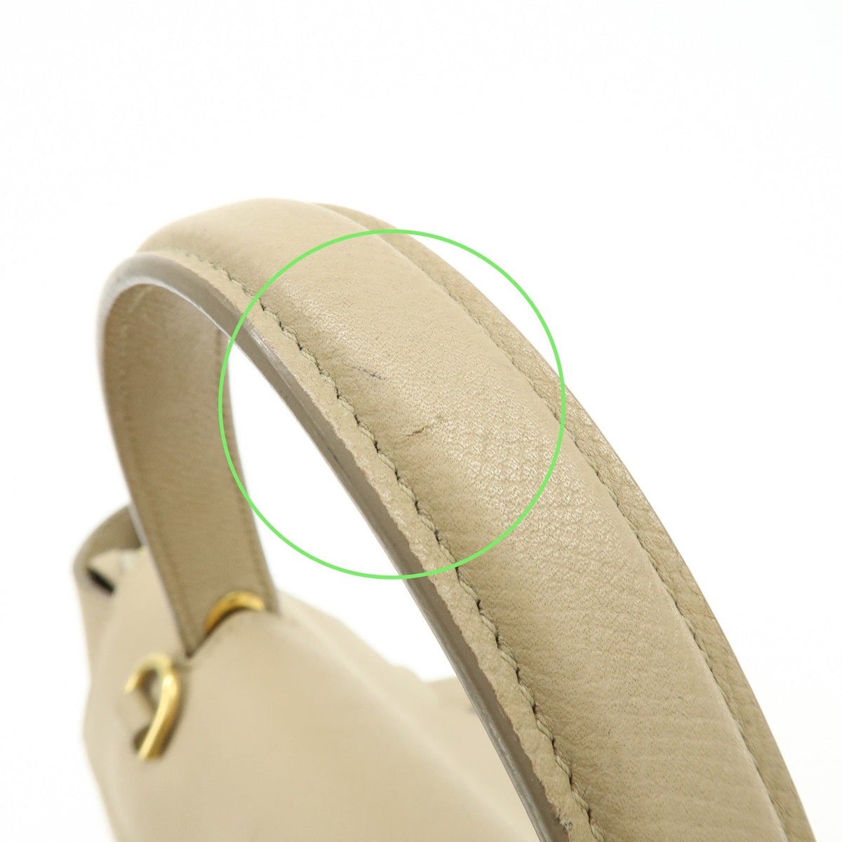 Celine Belt Textured Leather, Beige, Leather, Handbag