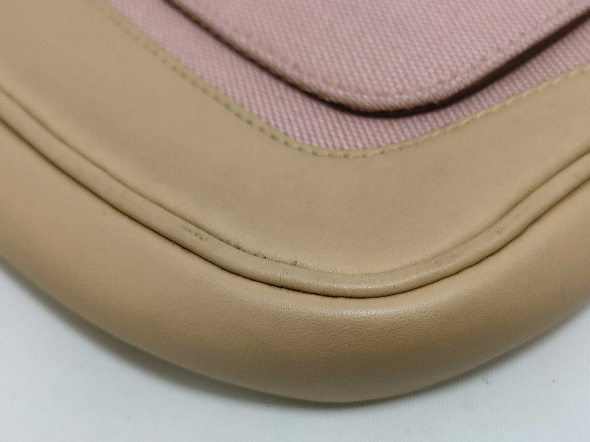 Gucci Jackie Flap Canvas and Leather, Pink, Textile, Shoulder Bag