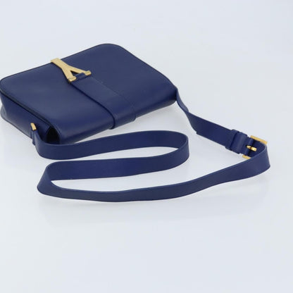 Saint Laurent Chyc Flap Leather, Blue, Leather, Shoulder Bag