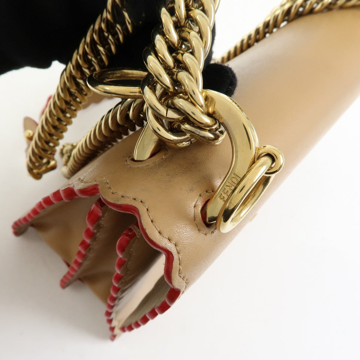 Fendi Kan I Leather, Beige, Leather, Shoulder Bag