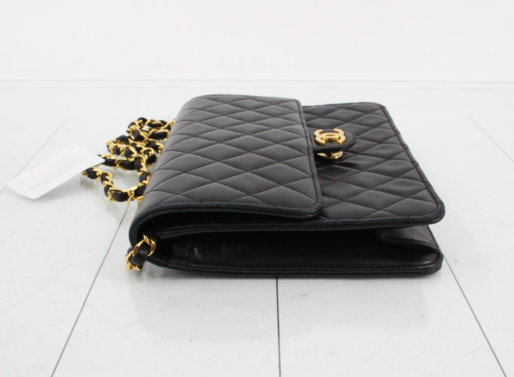Chanel Chain Flap Shoulder Bag Quilted Lambskin, BLACK, LEATHER, Shoulder bag
