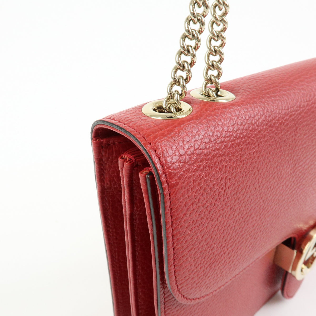 Gucci Interlocking Leather, Red, Leather, Shoulder Bag