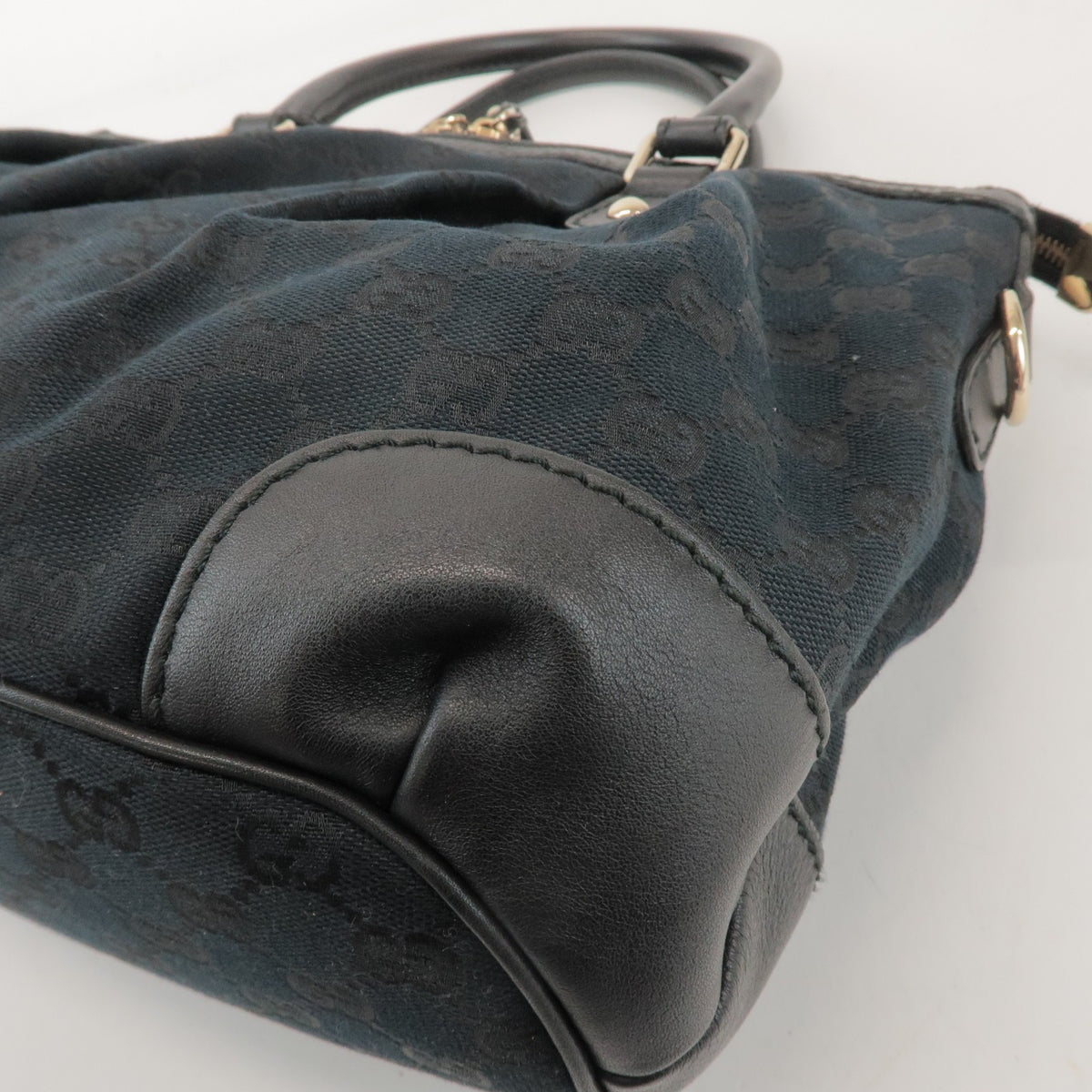 Gucci Sukey Top Handle Satchel GG Canvas with Leather, Black, Canvas, Handbag