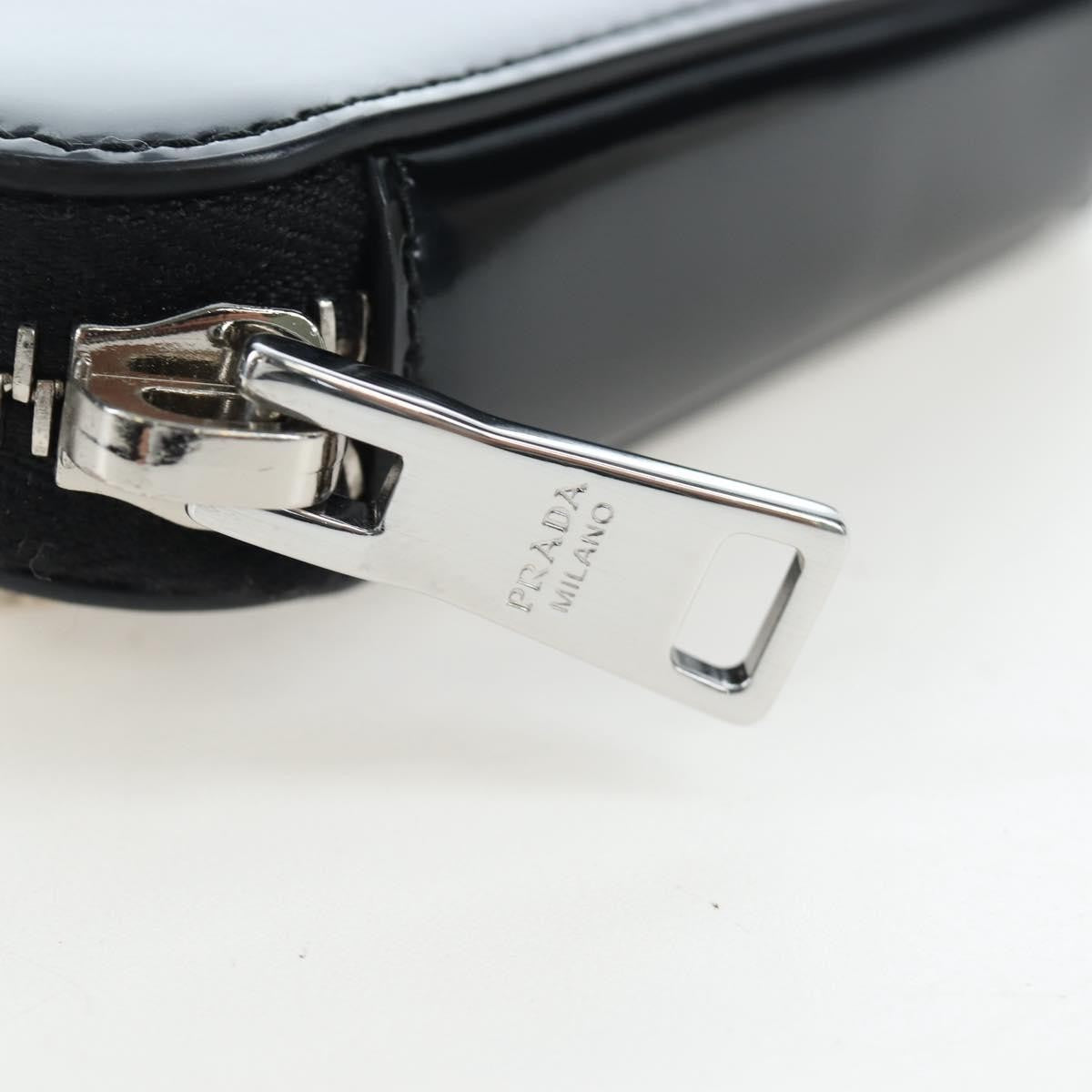 Prada Triangle Logo Zip Embossed Leather, Black, Leather, Shoulder Bag