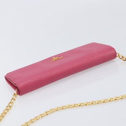 Prada Wallet on Chain Saffiano Leather, Pink, Leather, Crossbody Bag