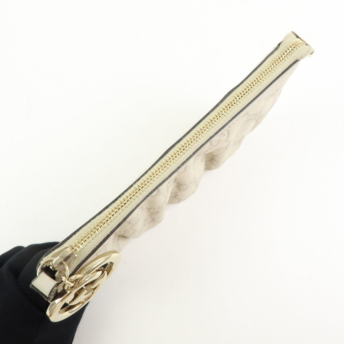 Gucci Heart Wristlet Guccissima Leather, Beige, Leather, Clutch