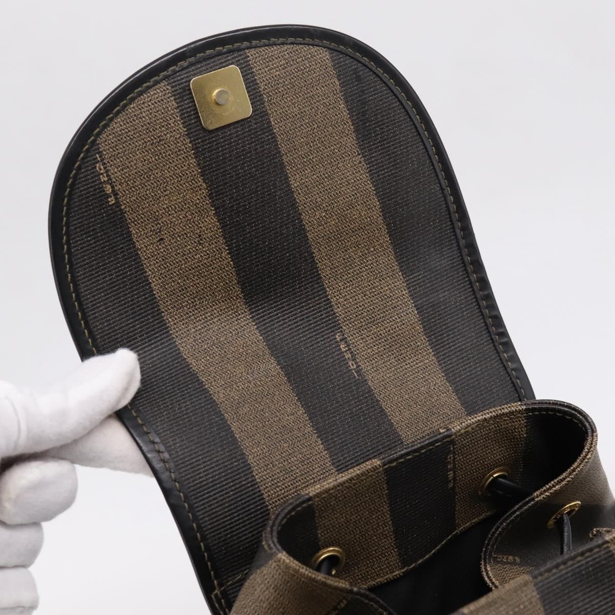 Fendi Vintage Pequin Logo Coated Canvas, Brown, Canvas, Backpack