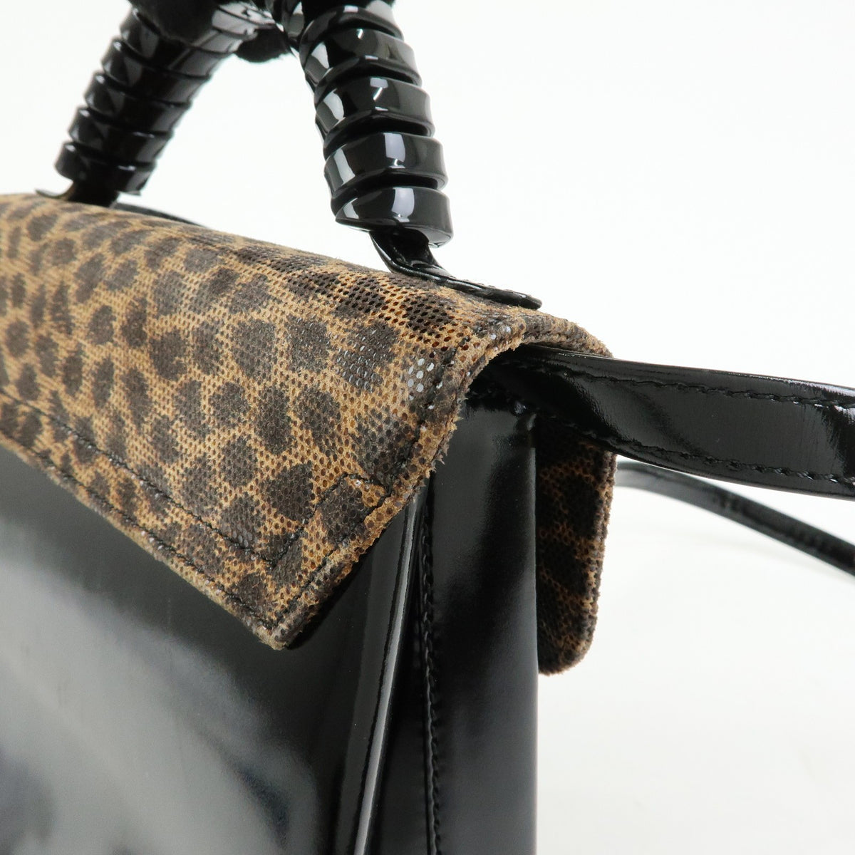 Loewe Vintage Velazquez Top Handle Leather, Black, Patent Leather, Handbag