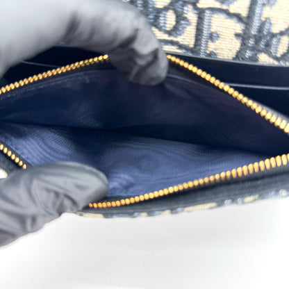 Christian Dior 30 Montaigne 2-in-1 Oblique Canvas, Navy, Canvas, Clutch