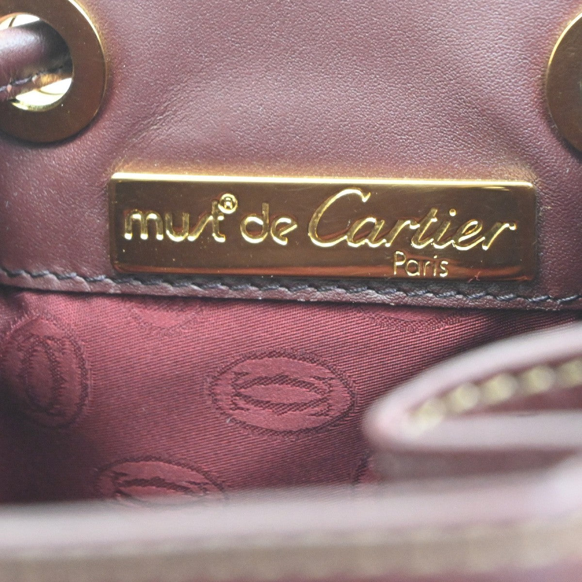 Cartier Must de cartier Leather, Burgundy, Leather, Shoulder Bag