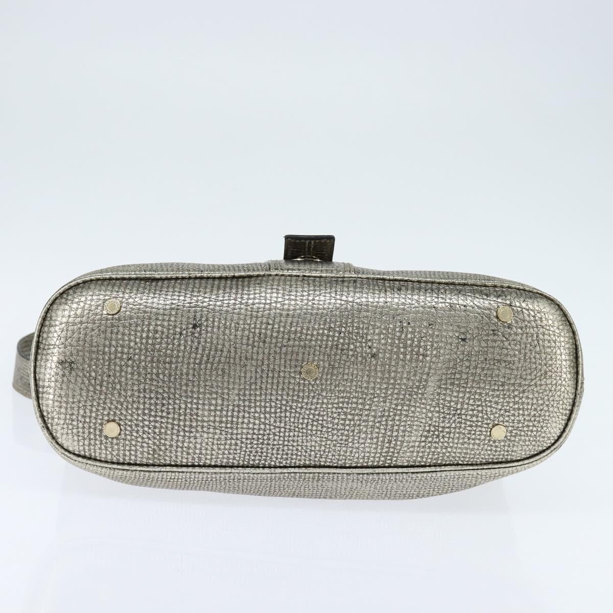 Bvlgari Leoni Top Handle Leather, Silver, Leather, Handbag