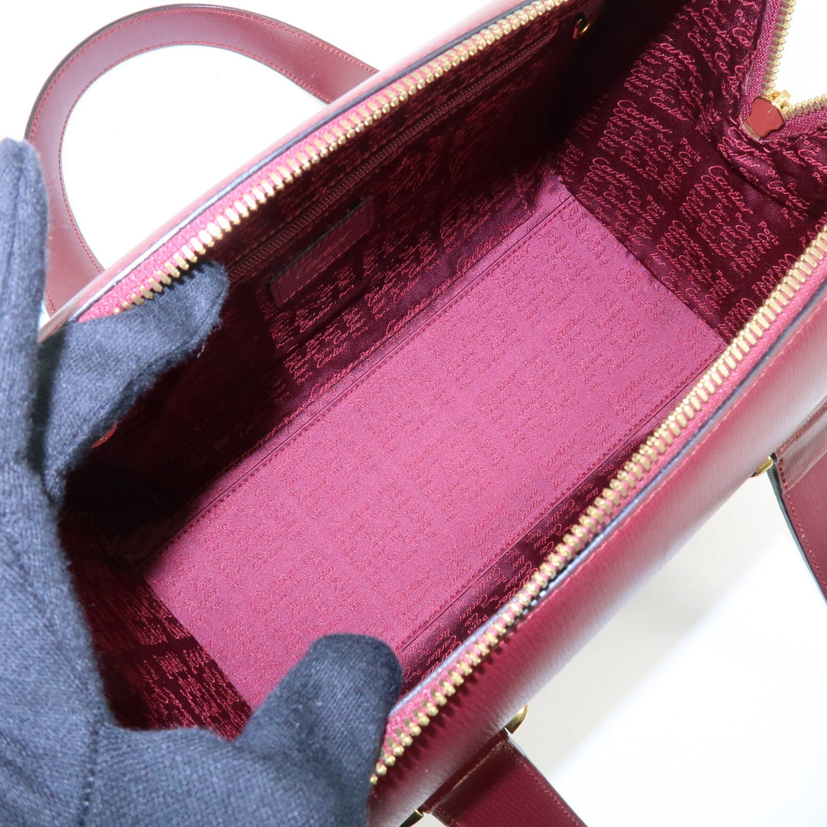 Cartier Must de Cartier Boston Leather, Burgundy, Leather, Travel Bag