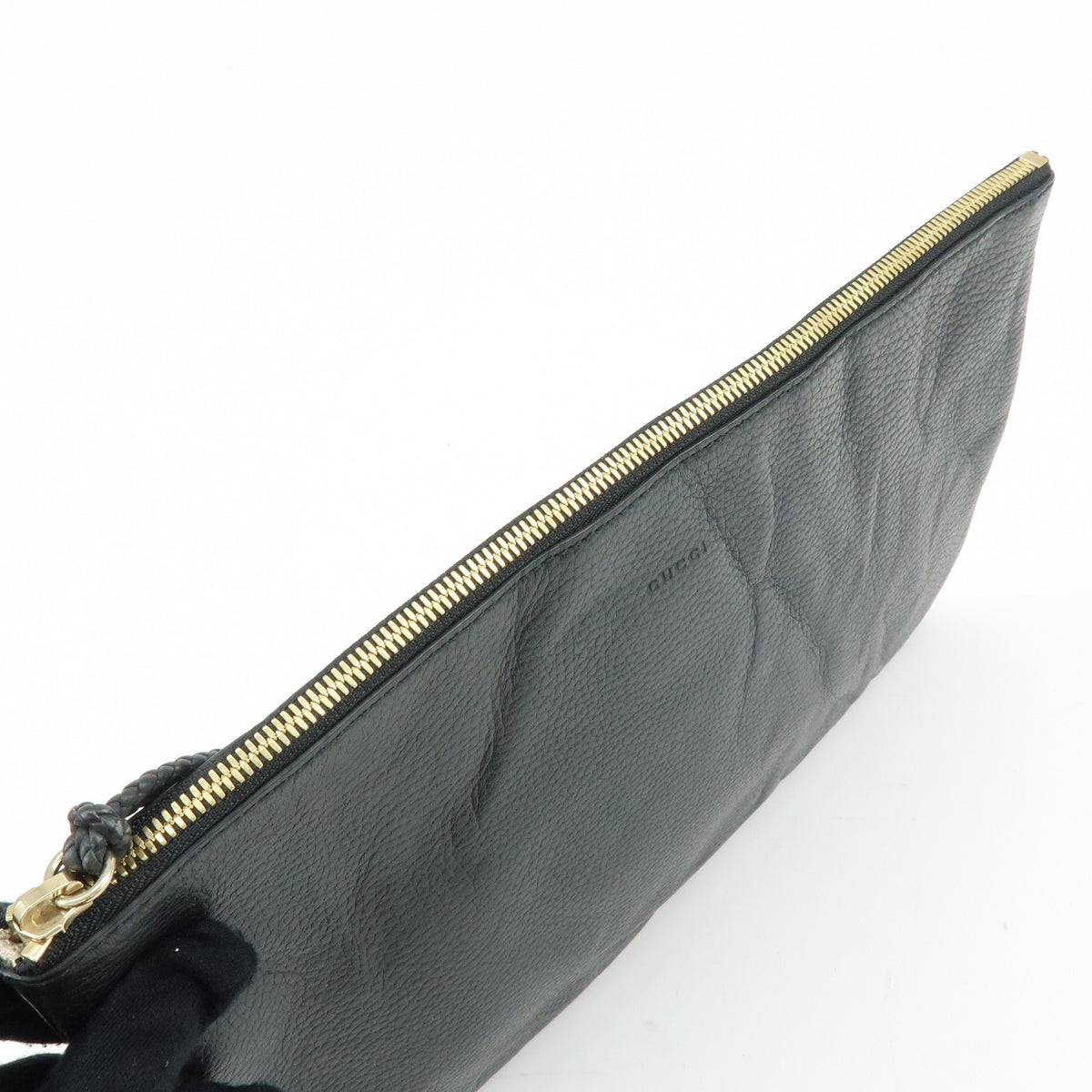 Gucci Bamboo Zip Pouch (Outlet) Leather, Black, Leather, Clutch