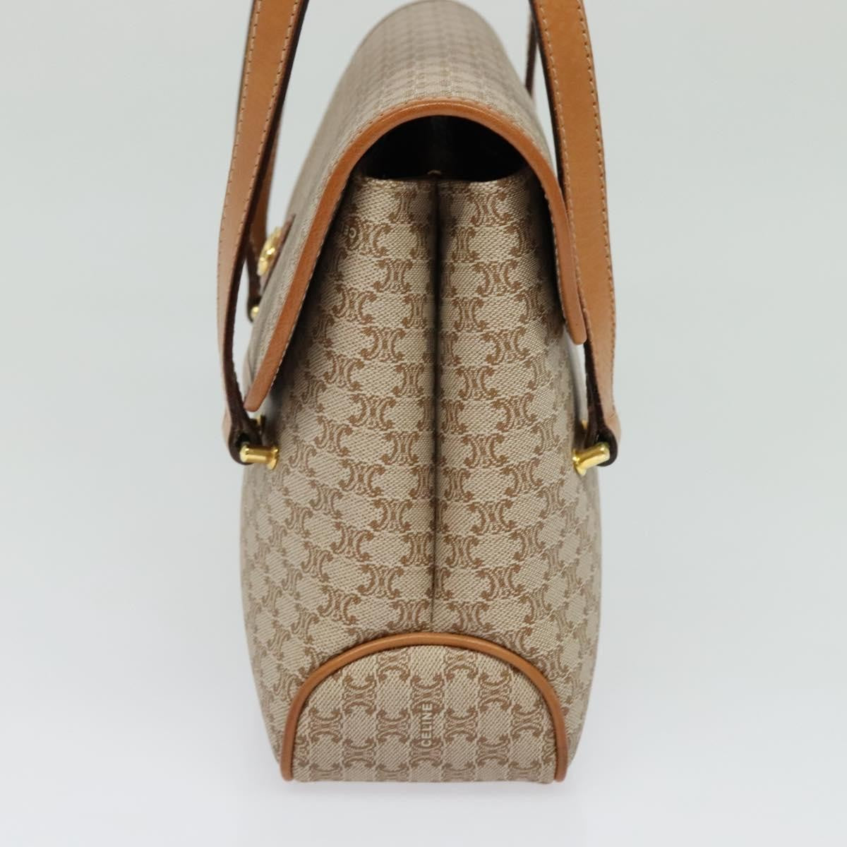 Celine Vintage Macadam Canvas and Leather, Beige, Canvas, Handbag