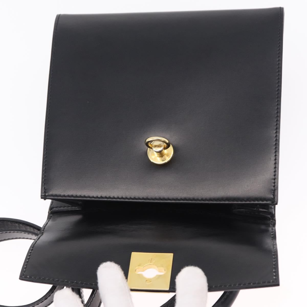 Celine Vintage Logo Top Handle Leather, Black, Leather, Handbag