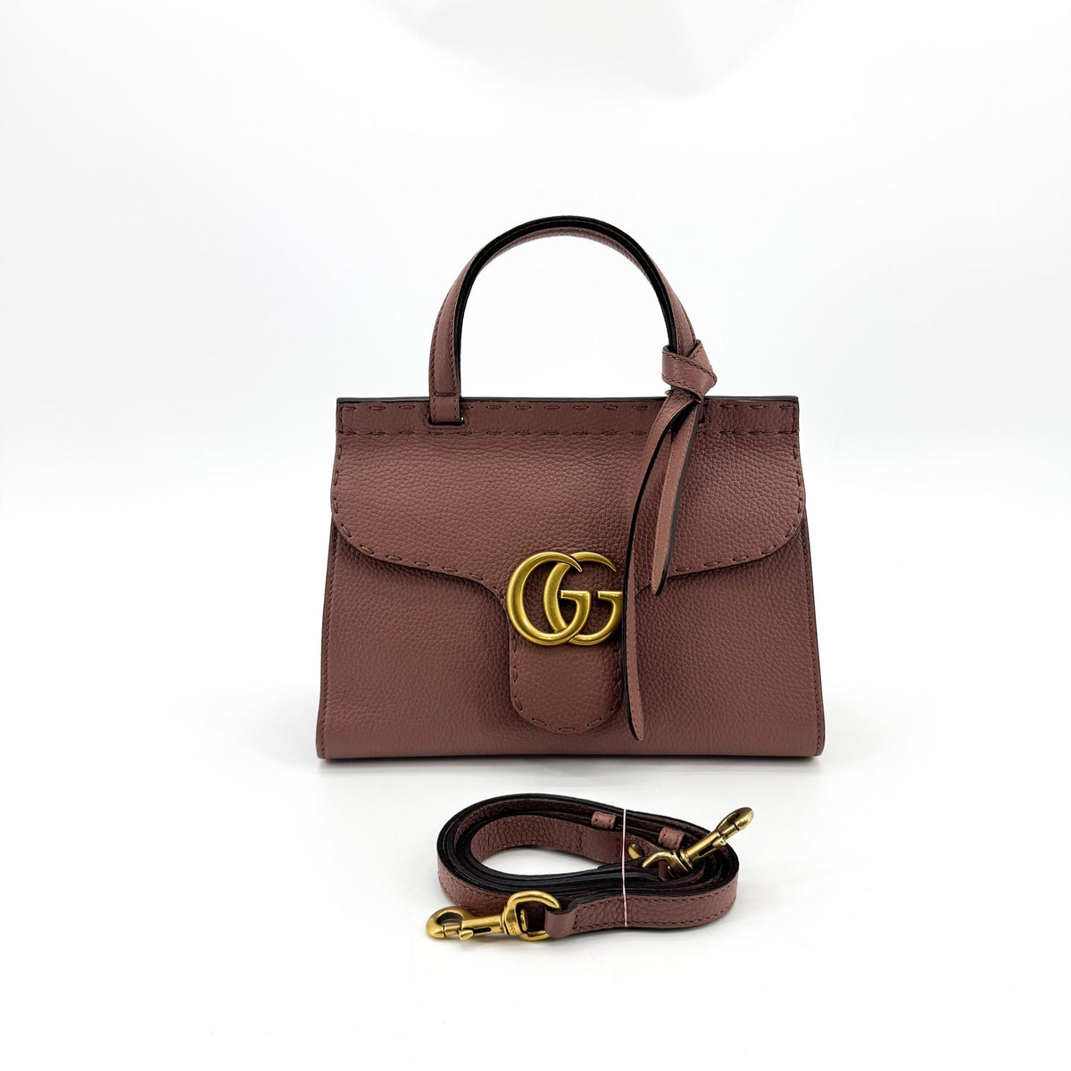 Gucci GG Marmont Top Handle Leather, Pink, Leather, Handbag