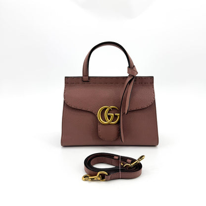 Gucci GG Marmont Top Handle Leather, Pink, Leather, Handbag