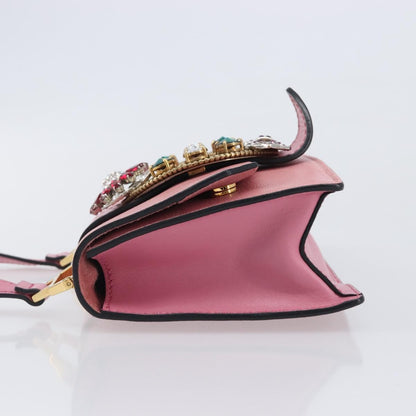 Miu Miu Madras Crystal Flap Leather, Pink, Leather, Crossbody Bag