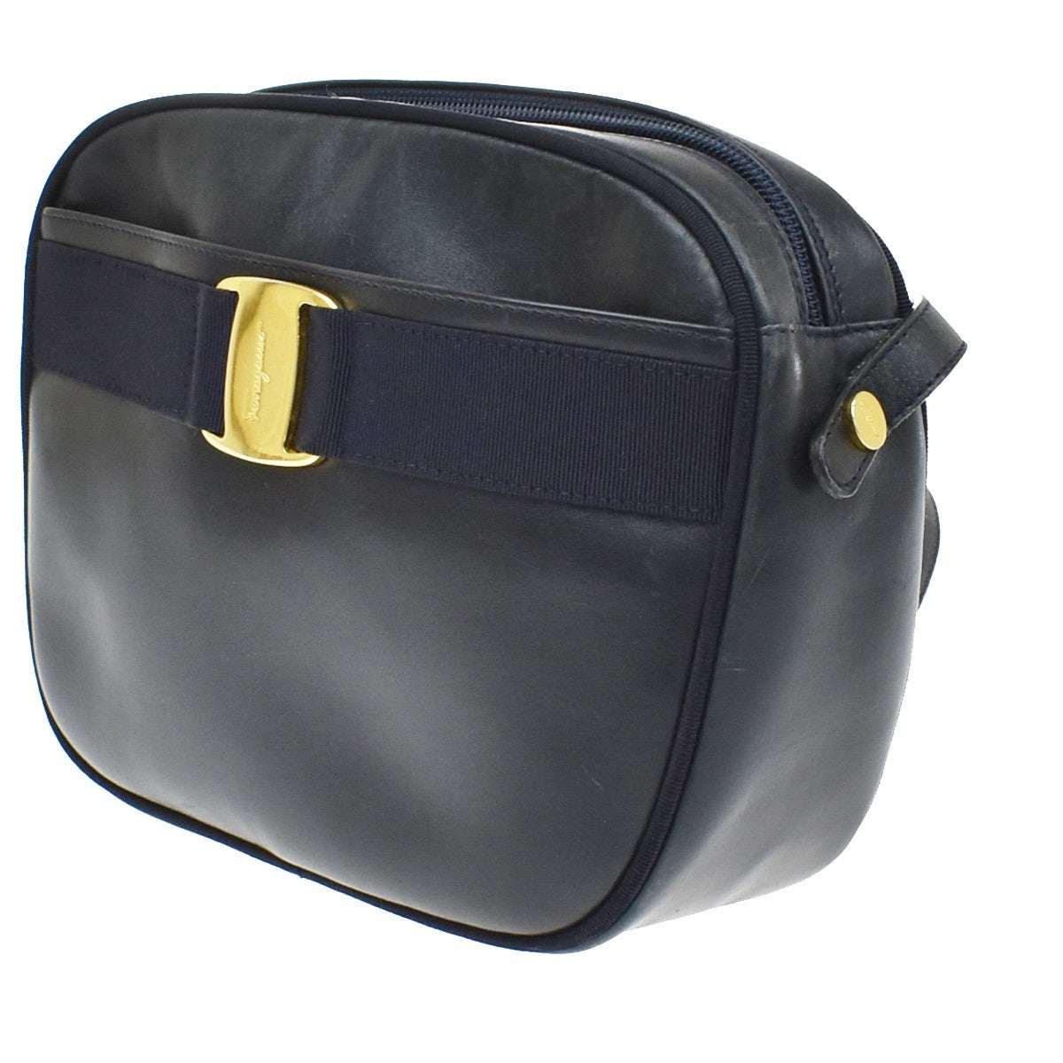 Salvatore Ferragamo Vara Bow Camera Leather, Navy, Leather, Shoulder Bag