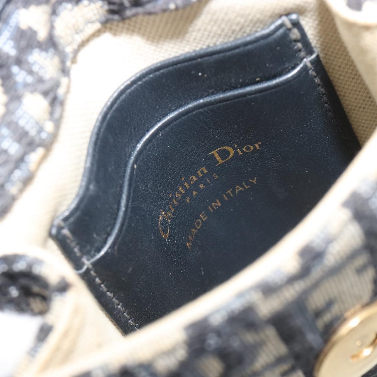 Christian Dior Phone Case Oblique Canvas, Navy, Canvas, Clutch