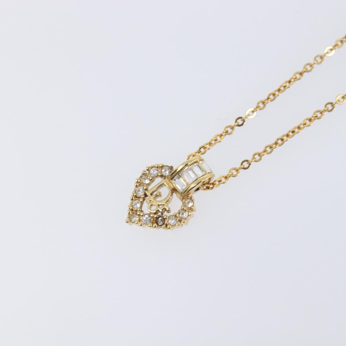 Christian Dior Logo Heart Pendant Metal, Gold, Metal, Necklace