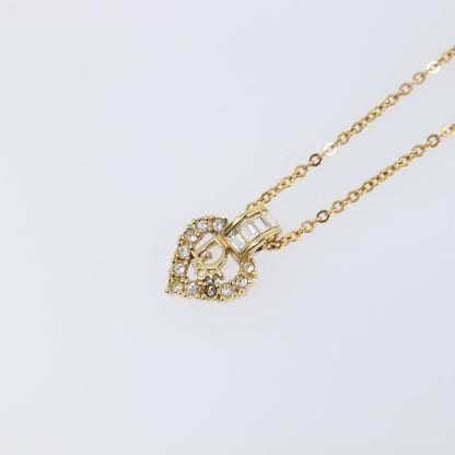 Christian Dior Logo Heart Pendant Metal, Gold, Metal, Necklace