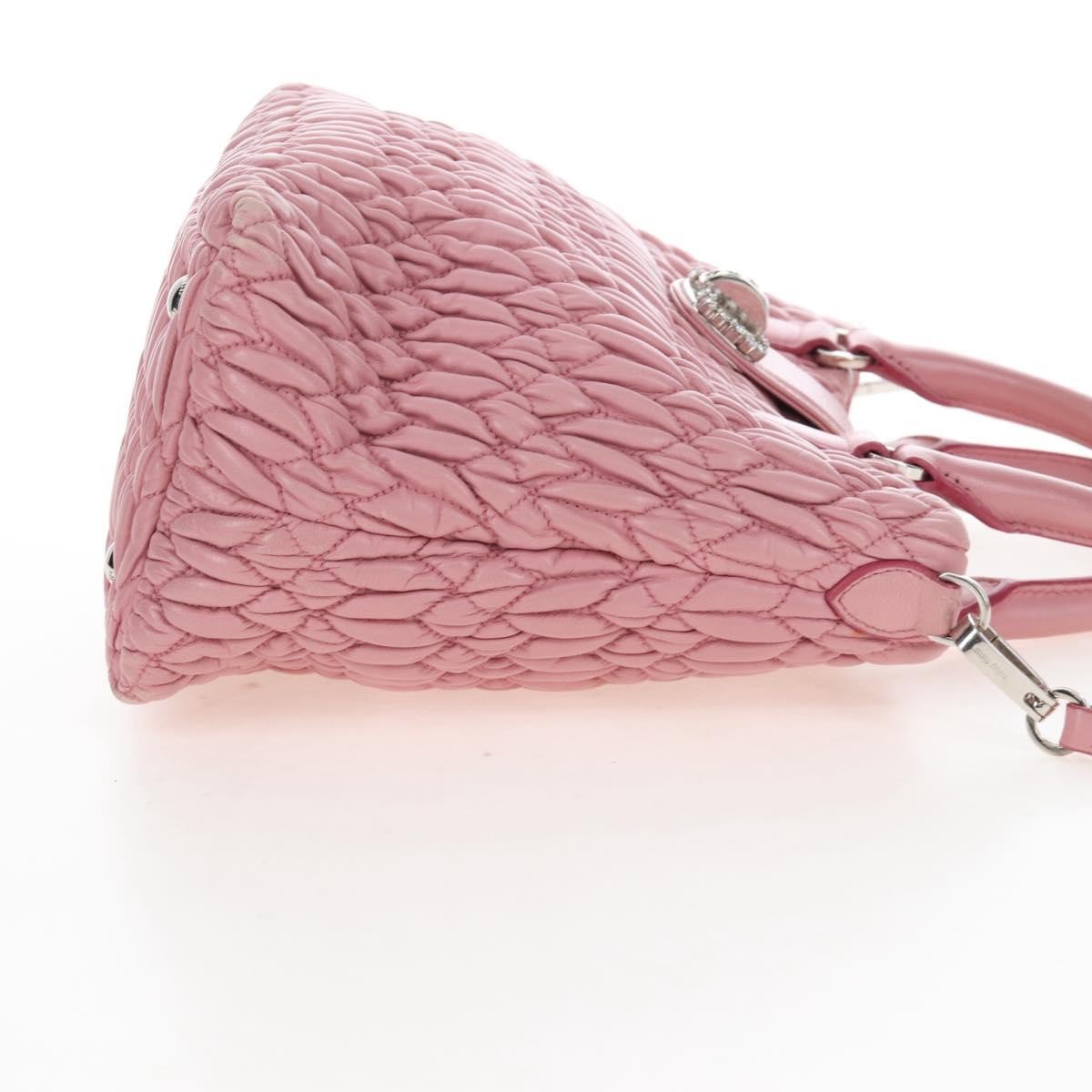 Miu Miu Crystal Convertible Top Handle Matelasse Leather, Pink, Leather, Handbag