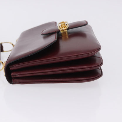 Celine Shoulder Leather, Burgundy, Leather, Shoulder Bag