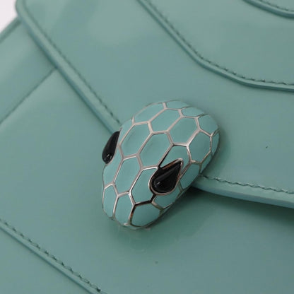 Bvlgari Serpenti Forever Top Handle Patent, Green, Patent Leather, Handbag