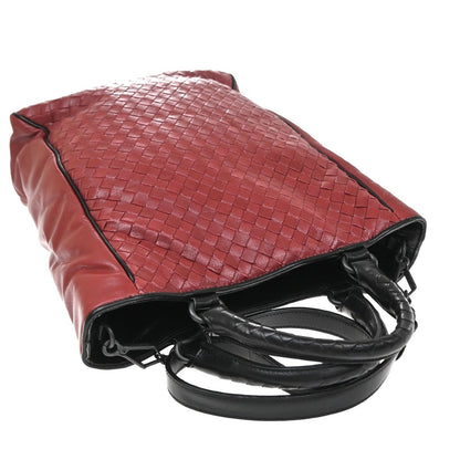 Bottega Veneta Convertible Open Tote Intrecciato Nappa, Red, Leather, Tote Bag