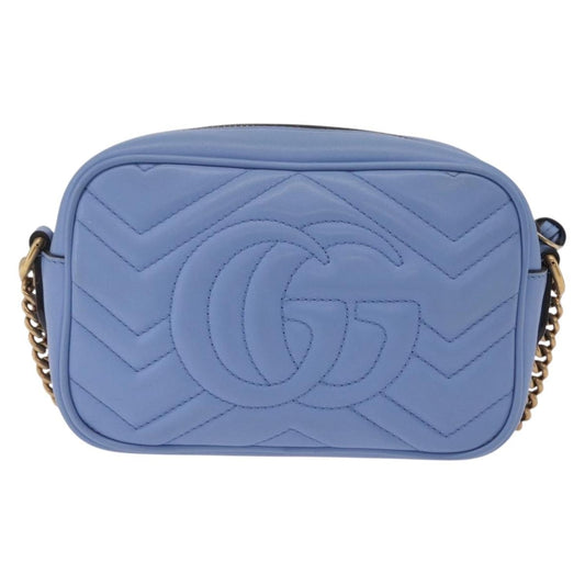 Gucci GG Marmont Matelasse Patent, Blue, Leather, Shoulder Bag