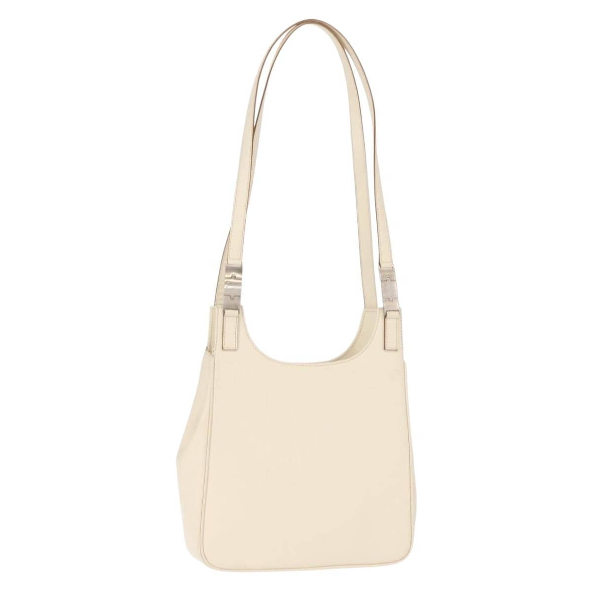 Salvatore Ferragamo Shoulder Leather, Ecru, Leather, Shoulder Bag