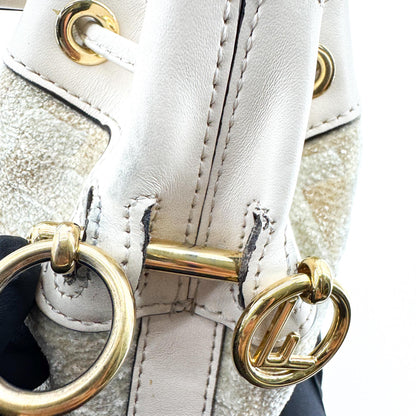 Fendi Mon Tresor Bucket Zucca Velvet Jacquard, Beige, Velvet, Handbag
