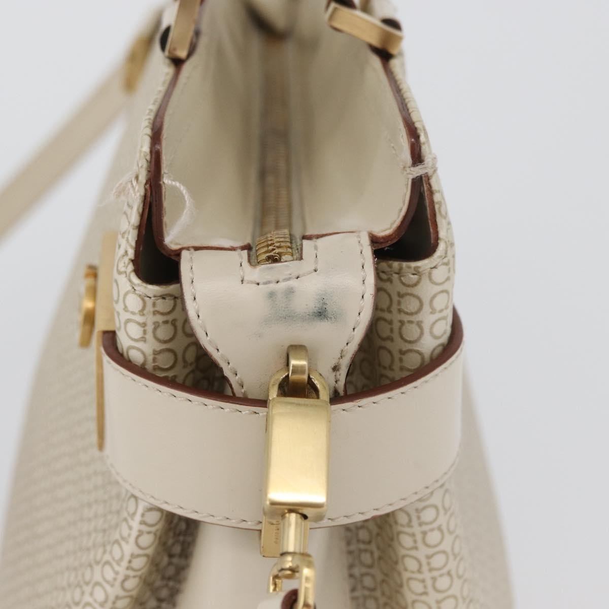 Salvatore Ferragamo Double Gancini Side Buckle Tote Leather, Beige, Leather, Handbag