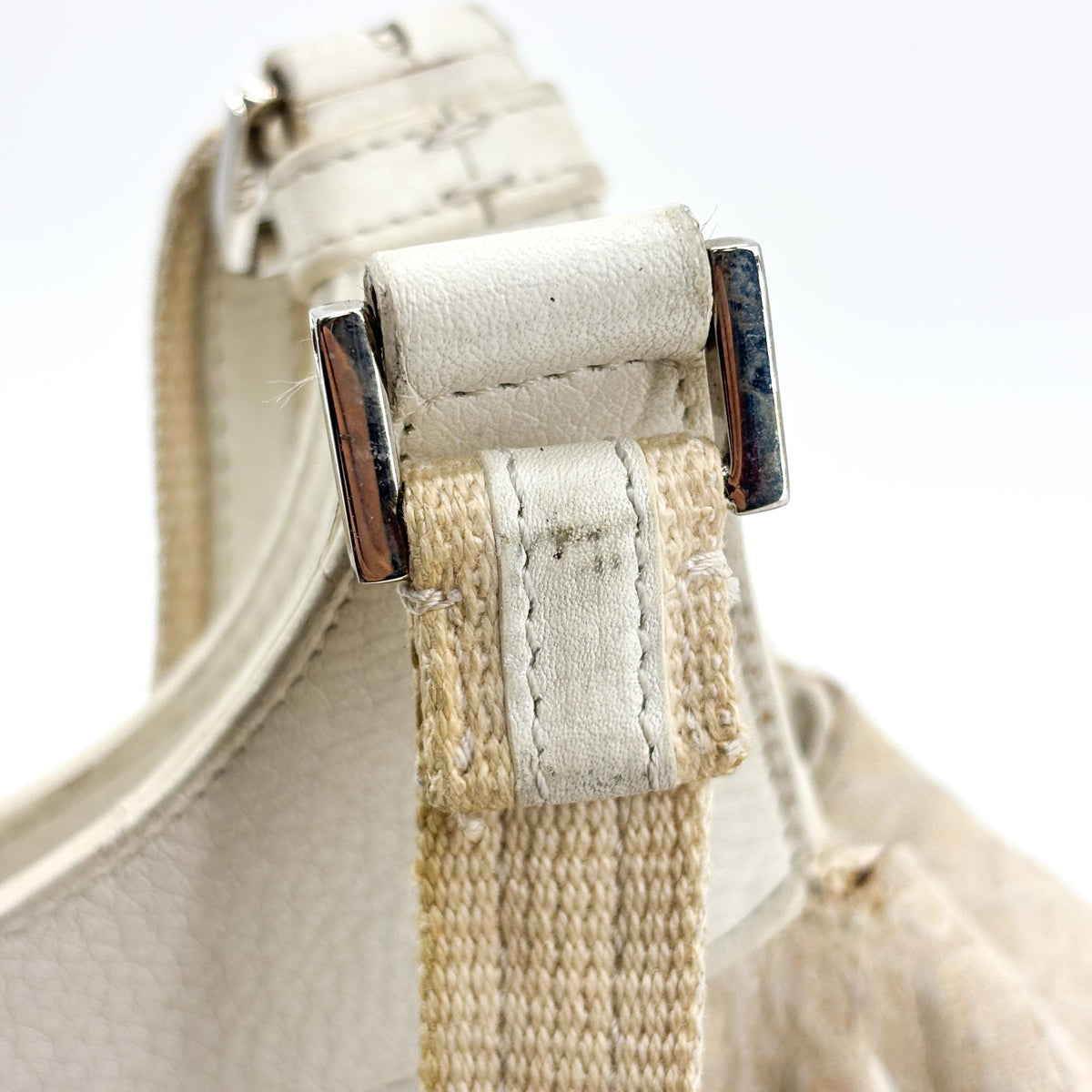 Christian Dior Vintage Trotter Street Chic Pocket Hobo Diorissimo Canvas, White, Canvas, Shoulder Bag