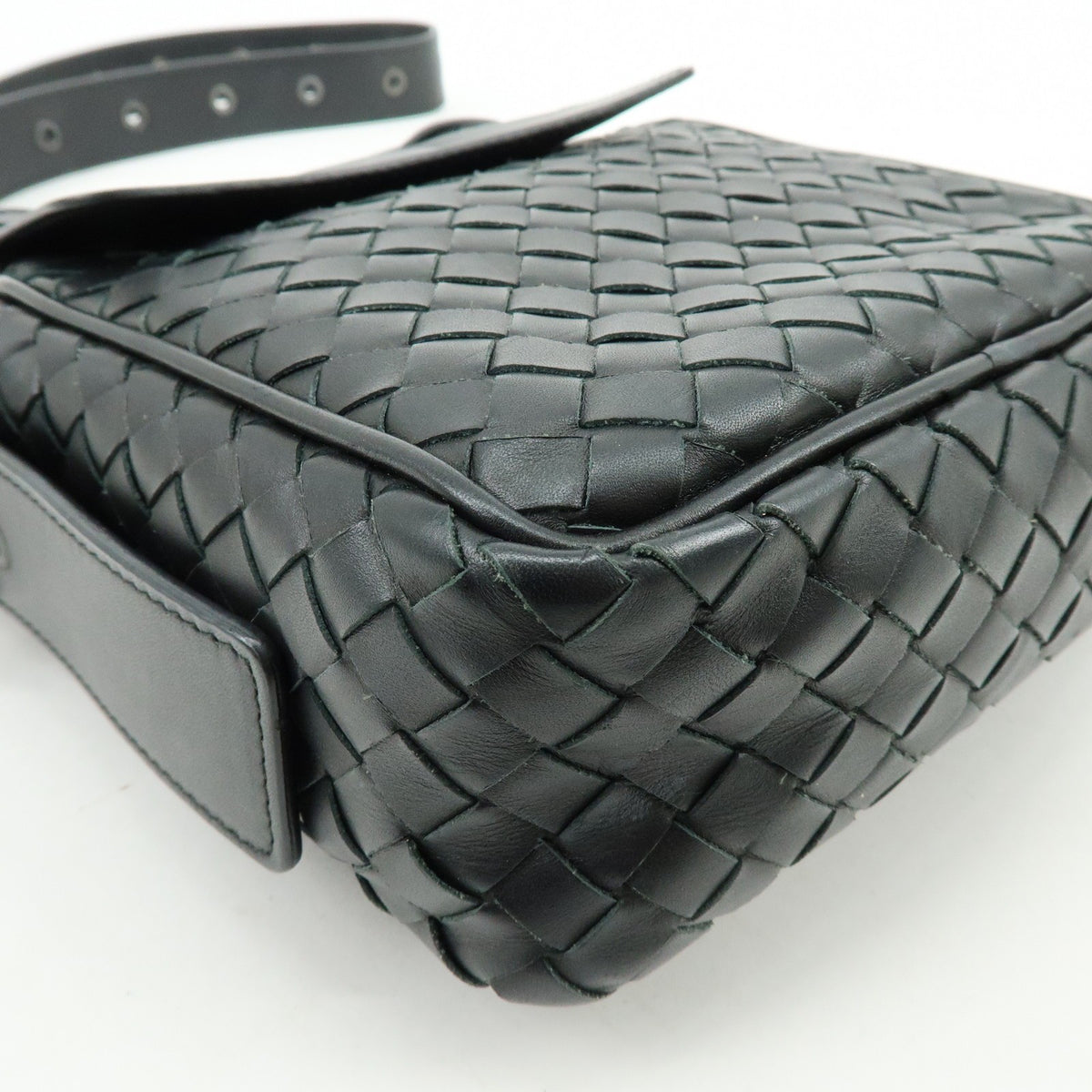 Bottega Veneta Front Pocket Messenger Intrecciato Nappa, Black, Leather, Handbag