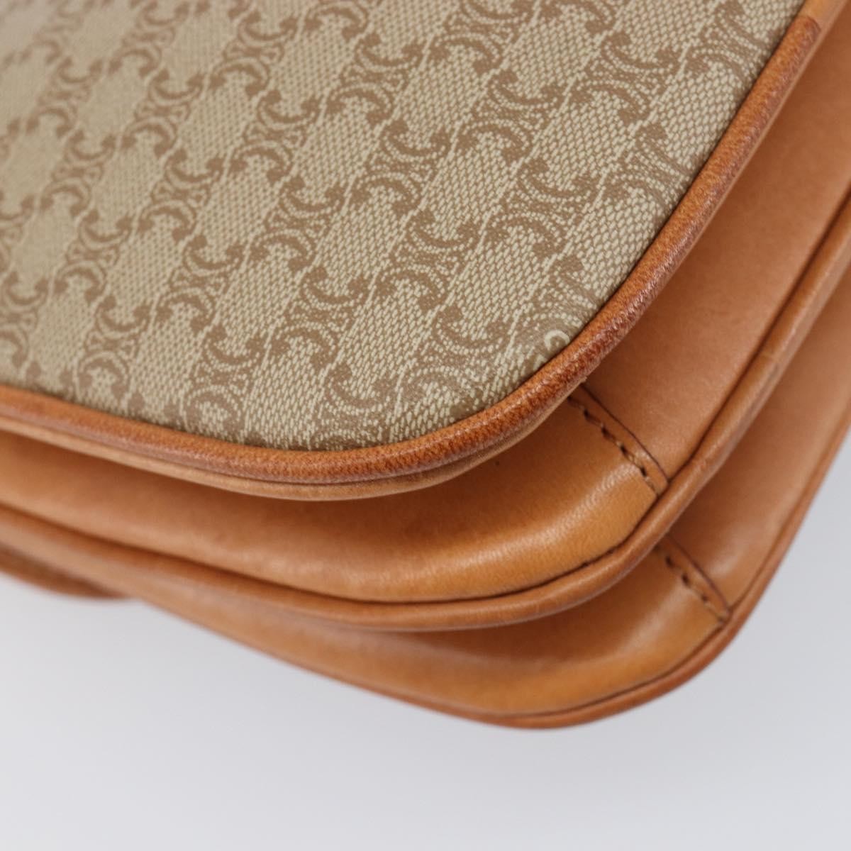 Celine Vintage Macadam Canvas and Leather, Beige, Canvas, Shoulder Bag