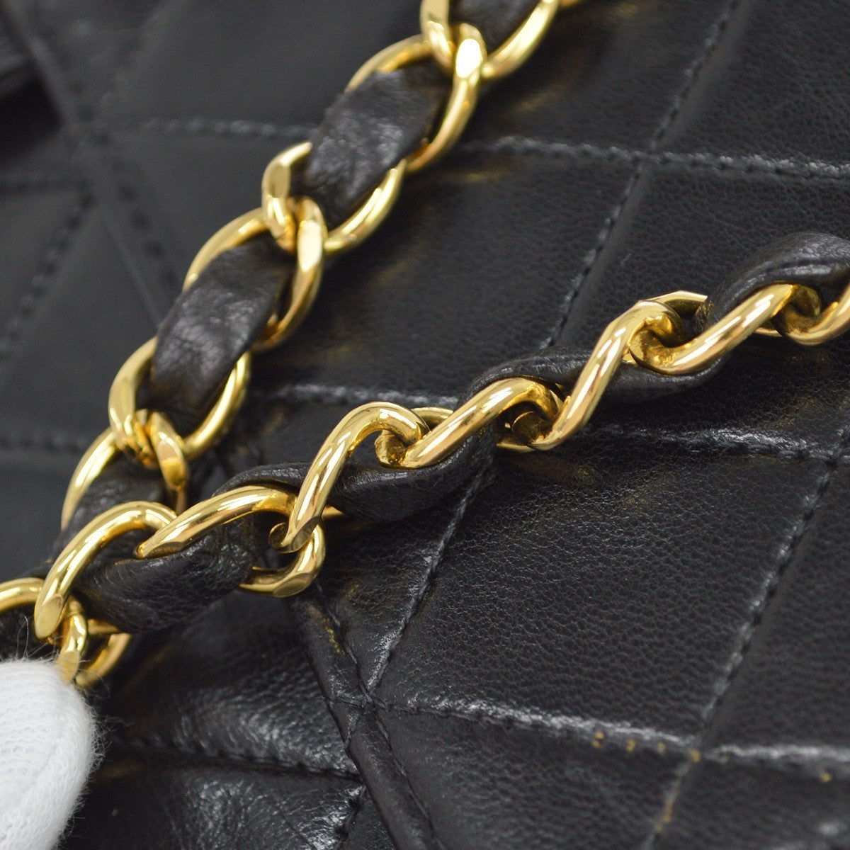 Chanel Vintage Classic Flap Quilted Lambskin, Black, Leather, Shoulder Bag