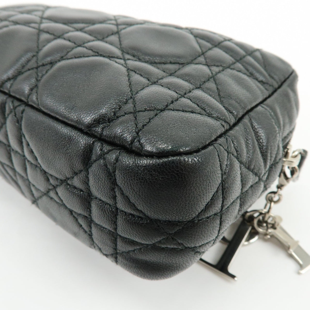 Christian Dior Lady Dior Cannage Quilt Leather, Black, Leather, Wallet