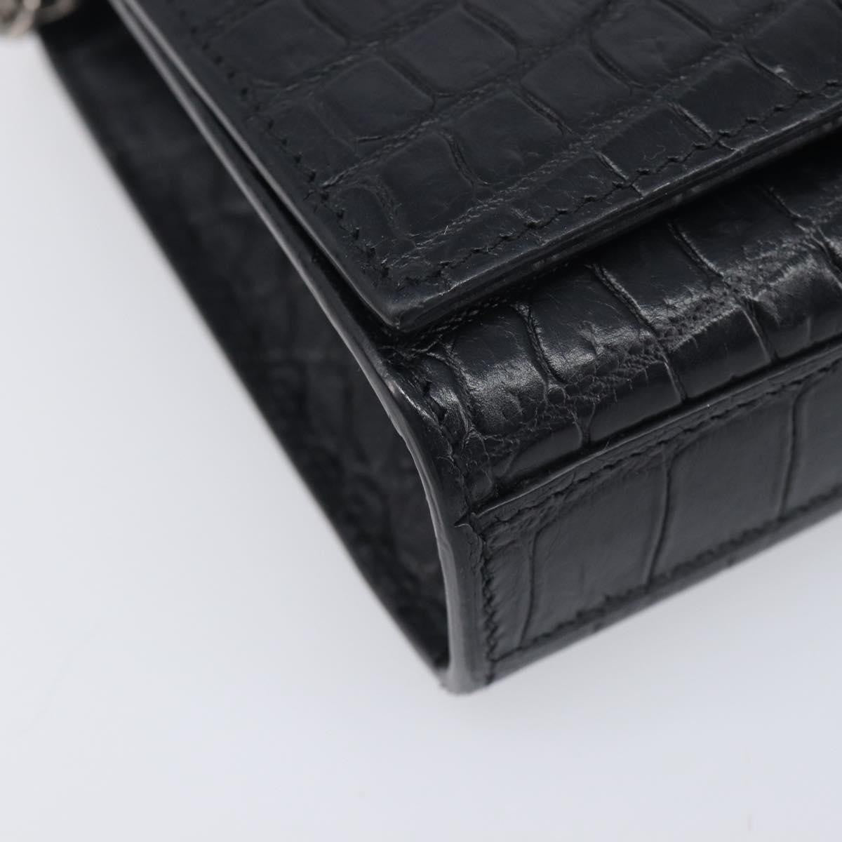 Saint Laurent Classic Monogram Tassel Chain Crocodile Embossed Leather, Black, Leather, Crossbody Bag