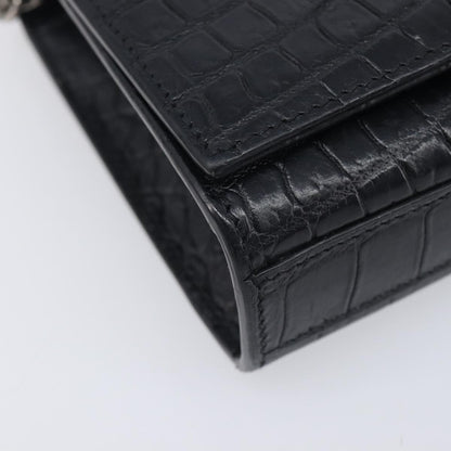 Saint Laurent Classic Monogram Tassel Chain Crocodile Embossed Leather, Black, Leather, Crossbody Bag
