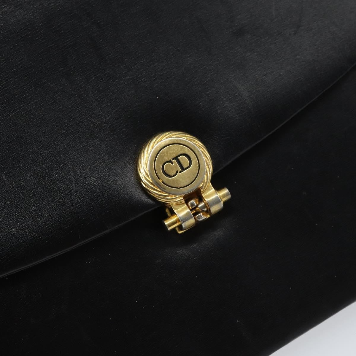 Christian Dior Vintage Chain Flap Leather, Black, Leather, Shoulder Bag