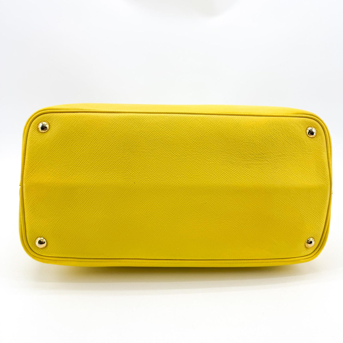 Prada Cuir Double Saffiano Leather, Yellow, Leather, Tote Bag