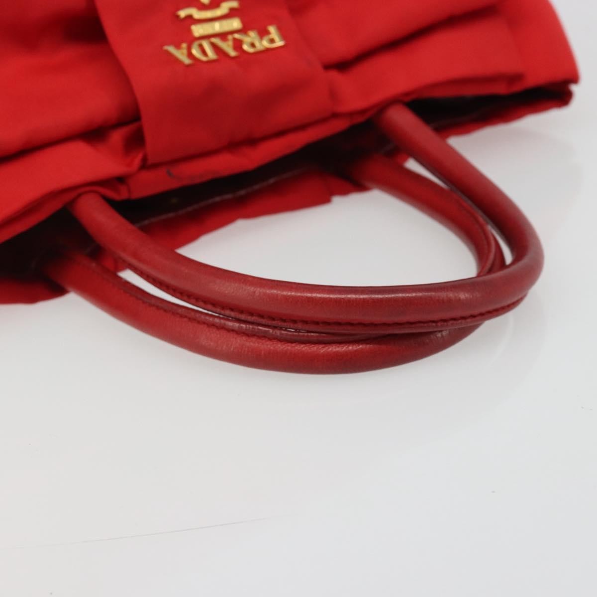 Prada Bow Tote Tessuto with Leather, Red, Nylon, Tote Bag