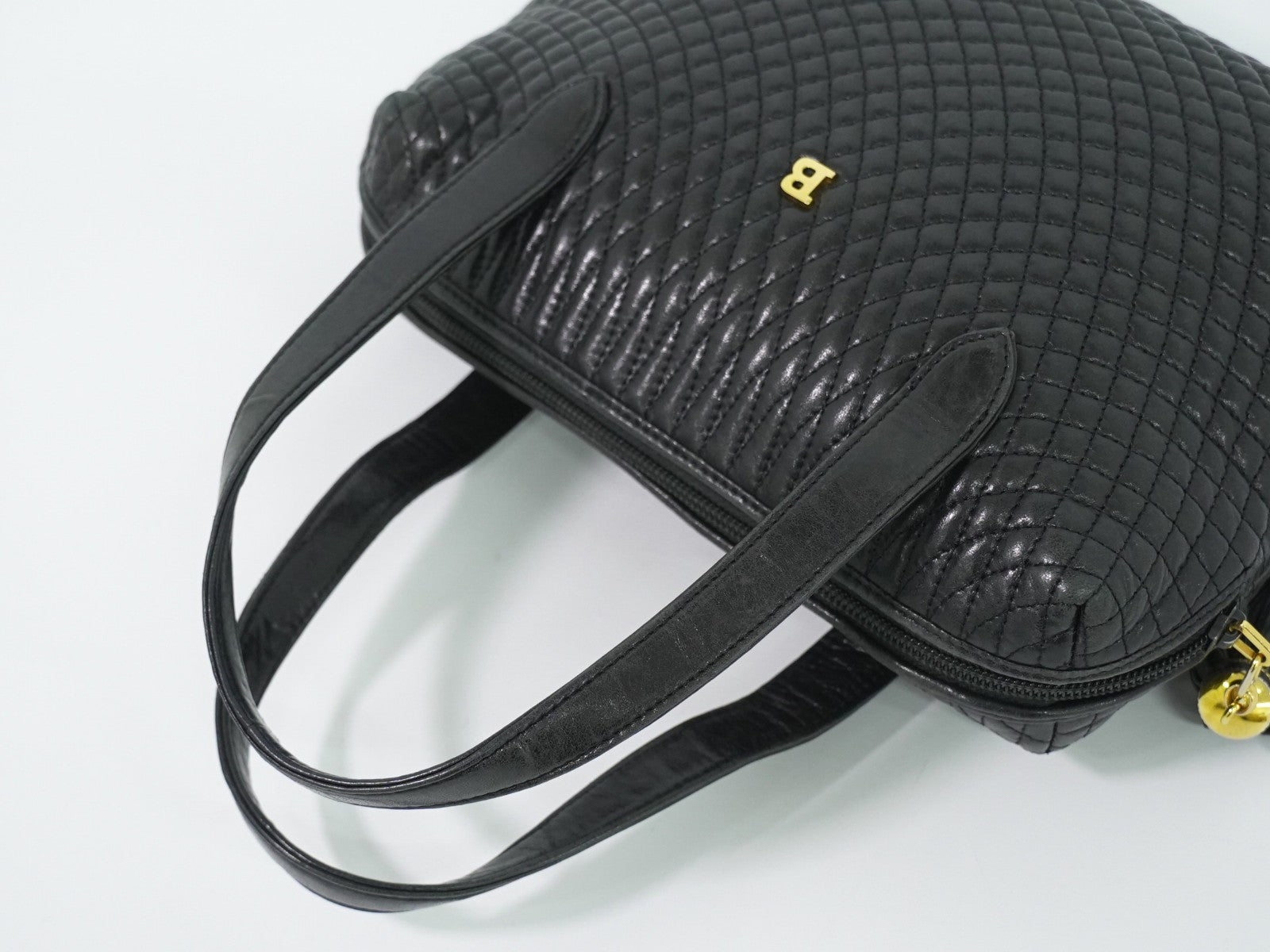 Bally Vintage Quilted Leather, Black, Leather, Handbag