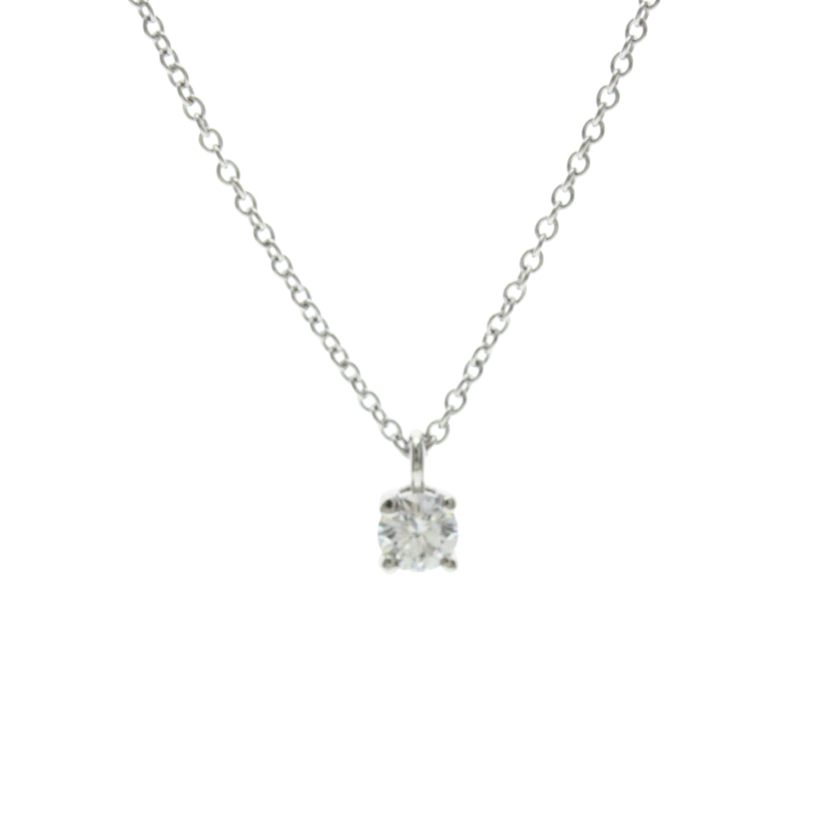 Tiffany & Co. Solitaire Pendant Platinum with Emerald Cut Diamond, Silver, Platinum, Necklace