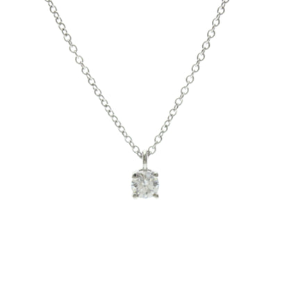 Tiffany & Co. Solitaire Pendant Platinum with Emerald Cut Diamond, Silver, Platinum, Necklace