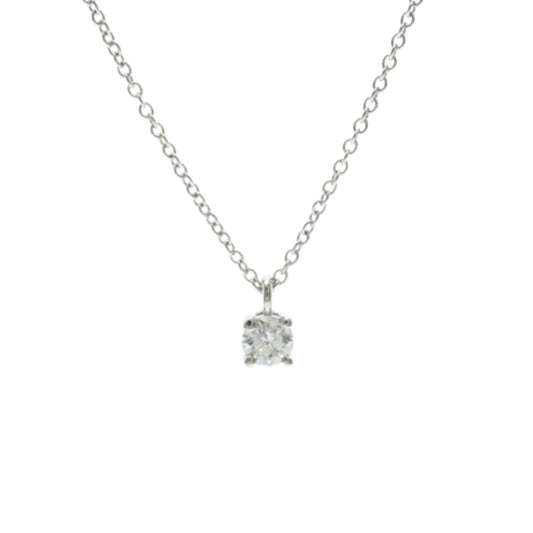 Tiffany & Co. Solitaire Pendant Platinum with Emerald Cut Diamond, Silver, Platinum, Necklace